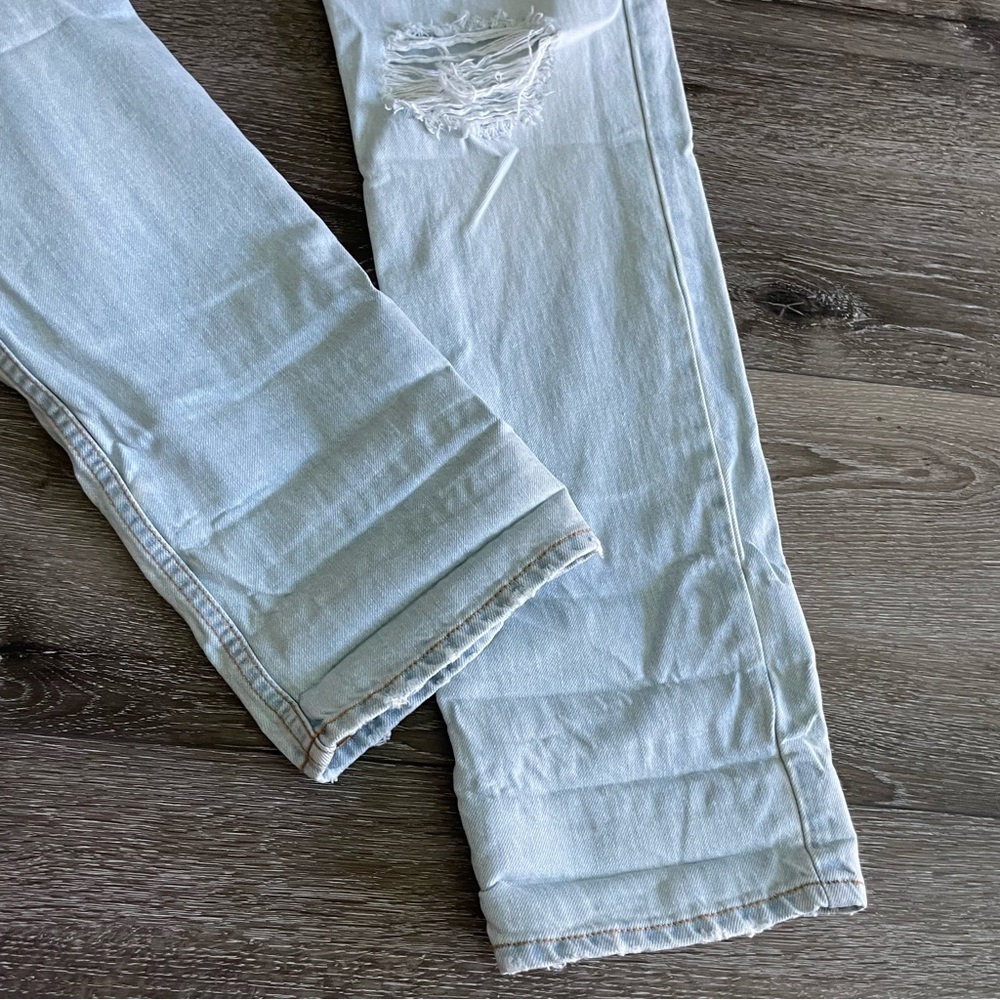 COMUNE Los Angeles Straight leg Distressed Jeans Size 26 Light Wash - Picture 2 of 10